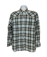 Brooks &amp; Dunn Panhandle Slim Western Pearl Snap Shirt Large Brown White ... - $31.68 CAD