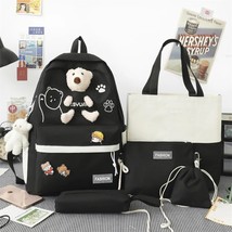  laptop backpack 5 pcs set harajuku canvas school bags for teenage girls kawaii college thumb200