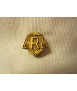 old R C C w/ Leaves &amp; Sunrays Gold Pin: Loop Attachment on back - £15.72 GBP
