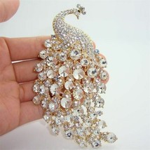 Rhinestone Brooch Crystal Peacock Pin Luxury Banquet Clothing Accessories Gift - £11.07 GBP+