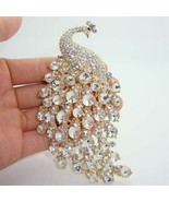 Rhinestone Brooch Crystal Peacock Pin Luxury Banquet Clothing Accessorie... - £10.90 GBP+