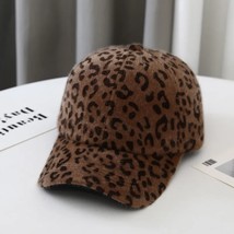 Hat Female Autumn Winter Sexy Leopard Print Baseball Cap Personality Cap Thick W - £8.62 GBP