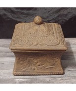 Rustic Aged Ornate Brown Trinket Box Decorative Lid Keepsake Storage - $46.95