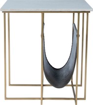 Magazine Table Stand Aged Gray Brown Silver White Distressed Iron Marble Metal - £590.61 GBP