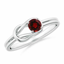 ANGARA 4mm Natural Garnet Solitaire Infinity Knot Ring in Sterling Silver - £148.11 GBP+