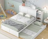 Full Size Storage Platform Bed With Pull Out Shelves And Twin Size Trund... - $757.99