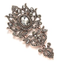 Luxury Gray Crystal Women Brooch Pins Vintage Turkish Wedding Jewelry Antique Go - £10.33 GBP