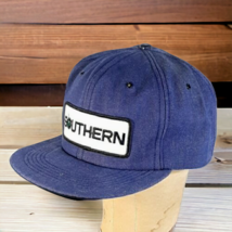 Vtg Denim Southern Patch Trucker Snapback Purple Trim Back Hat Made In U... - £10.37 GBP