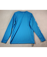 Fishing Shirt Mens Medium Blue 100% Polyester Long Sleeve Boat Performance - $31.57 CAD