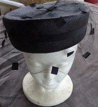 Vintage Gently Used Black Pillbox Hat with Net Vail - Patrice - 1950&#39;s -... - £39.56 GBP