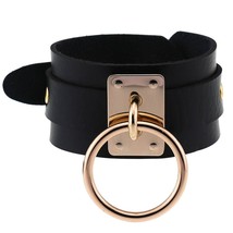 KMVEXO Steampunk Punk Leather Bracelets for Women Men&#39;s Harajuku Gold Metal O-Ro - £10.71 GBP