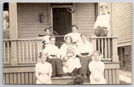 Superior WI RPPC Pettersen Home 17th St Family On Porch Dog Baby Postcard S28 - $19.95