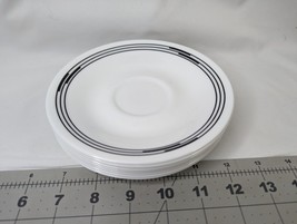 Corelle Optic Saucer Plates 6.25 Inch Lot of 7 Black Rings Piano - $34.95