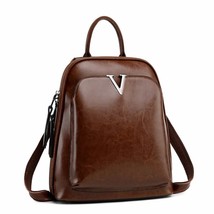 Oil  Leather Women Backpack Cross Body  Bags hide School Daypack Fashion Retro F - $104.24