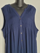 Knox Rose Shirt Dress Womens XXL NEW Sleeveless Smocked Button Navy Blue - $24.99