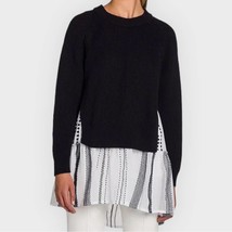 AGNONA x LEMLEM cotton &amp; cashmere layered sweater - navy / white - size medium - £120.98 GBP