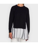 AGNONA x LEMLEM cotton &amp; cashmere layered sweater - navy / white - size ... - £120.97 GBP