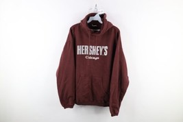 Vtg Hersheys Chocolate Mens S Faded Spell Out Chicago Hoodie Sweatshirt Brown - £48.19 GBP
