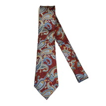 Men's 100% Silk Necktie By Bruno Piattelli Paisley Floral Fancy BP23 Cognac Blue image 2