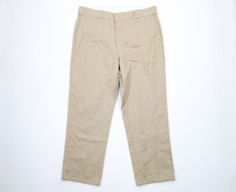 Vintage Dickies Mens 40x30 Distressed Flannel Lined Wide Leg Chino Pants Beige - £39.18 GBP