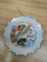 Vtg Nanco Lake George NY 7&quot; Ceramic Souvenir Plate Scalloped Gold Trim - £19.73 GBP