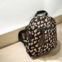 Handmade Leather Backpack – Leopard Print, Tassel Zip, Adjustable Strap, Durable - $169.00