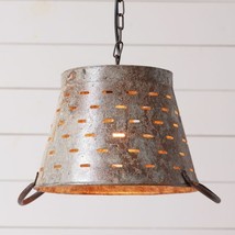 Rustic Olive Bucket Pendant Light in Distressed Metal - £70.61 GBP