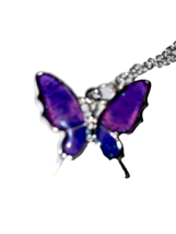 Necklace Resin Purple Blue 20" Silver Color Chain Women Girls fashion jewelry  - £11.86 GBP