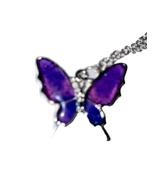 Necklace Resin Purple Blue 20&quot; Silver Color Chain Women Girls fashion je... - $282.52 MXN