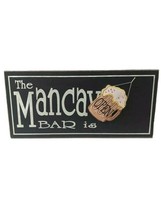 Wooden Man Cave Bar is Open Sign with wire Hanger Man Cave Open - £9.64 GBP