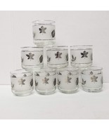 8 Libbey Glasses Silver Leaf Old Fashioned Low Ball Vintage MCM Glass Set - £21.01 GBP
