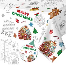 3Pack Christmas Coloring Tablecloth for Kids Disposable Christmas Paper ... - £28.05 GBP