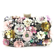 Boutique De FGG Elegant Women Flower Clutch Evening Bags Wedding Purses ... - £44.18 GBP