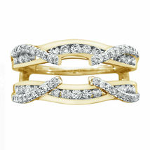 1.4ct Solitaire Enagaement Enhancer 14k Yellow Gold Over Ring Guard Wrap Jacket - £73.19 GBP