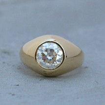 1 Carati Taglio Rotondo Diamanti Finti Solitario UOMO Fidanzamento Ring 14K Oro - £131.49 GBP