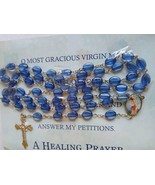 O Most Gratious Virgin Mary Rosary Crucifix Blue Beads A Healing Prayer ... - $19.00