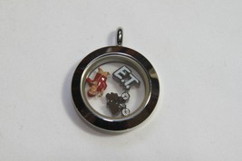 Origami Owl Living Locket Set (New) E.T. - Med Silver L.L. W/ET, Bicycle, Charms - £39.51 GBP