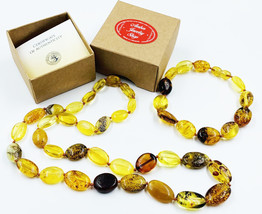 Genuine Baltic Amber Necklace and Bracelet Set Women&#39; s  Amber Jewelry - $183.15