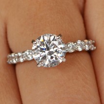 Round Cut 2.30Ct White Moissanite Engagement Ring Solid 14k White Gold Size 5.5 - £224.91 GBP