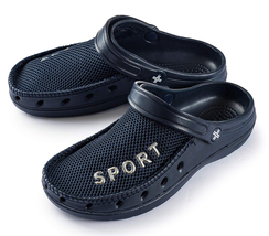 Mens Rubber Breathable Mesh Upper Sport Clogs Blue Slippers - Size Large... - £32.14 GBP