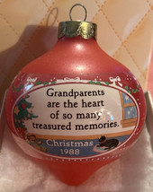Vintage Hallmark 1988 Grandparents Teardrop Glass Christmas Tree Ornament - £4.65 GBP
