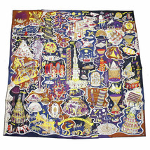Hermes Scarf Exposition Universelle 90 cm Silk brown Carre world expo 35&quot; - £556.10 GBP