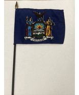 New New York State Mini Desk Flag - Black Wood Stick Gold Top 4” X 6” - $8.00