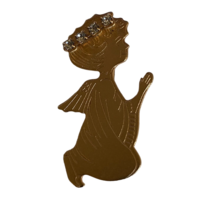 Vintage Gold Tone Praying Angel Brooch Pin Rhinestones Halo Etched Metal... - $56.98 MXN