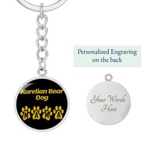 KArelian Bear Dog Mama Circle Keychain Stainless Steel or 18k Gold Dog M... - $37.95+