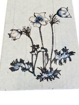 Semigres Italian Hand painted Tile White Flowers and Colonial Blue Leaves - £17.50 GBP