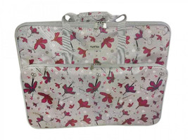 Tutto Large Embroidery Project Bag Rose Gray with Pink Daisies Gray Trim - $185.36
