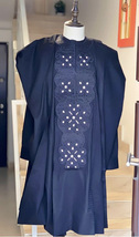 Blue-black Agbada Babariga 3Pcs Men&#39;s Kaftan African Clothing African Gr... - £129.45 GBP
