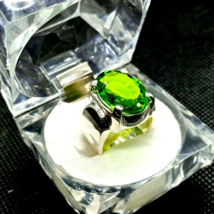 natural peridot ring, fine jewelry, handcrafted jewelry, antique ring, silver   - £222.49 GBP