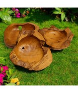 Root Wood Bowl 11 13/16in Fruit Teak Solid Decorative Dish Rustic Round - $1,455.60 MXN